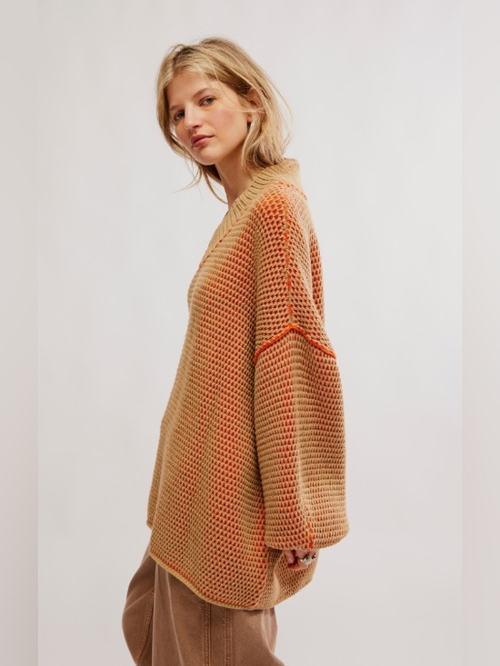 Free People Sweaters - Free People $148 Maisie Knit Sweater 🧡 Size XS ✨ Like New 🧡 In Camel Tangerine